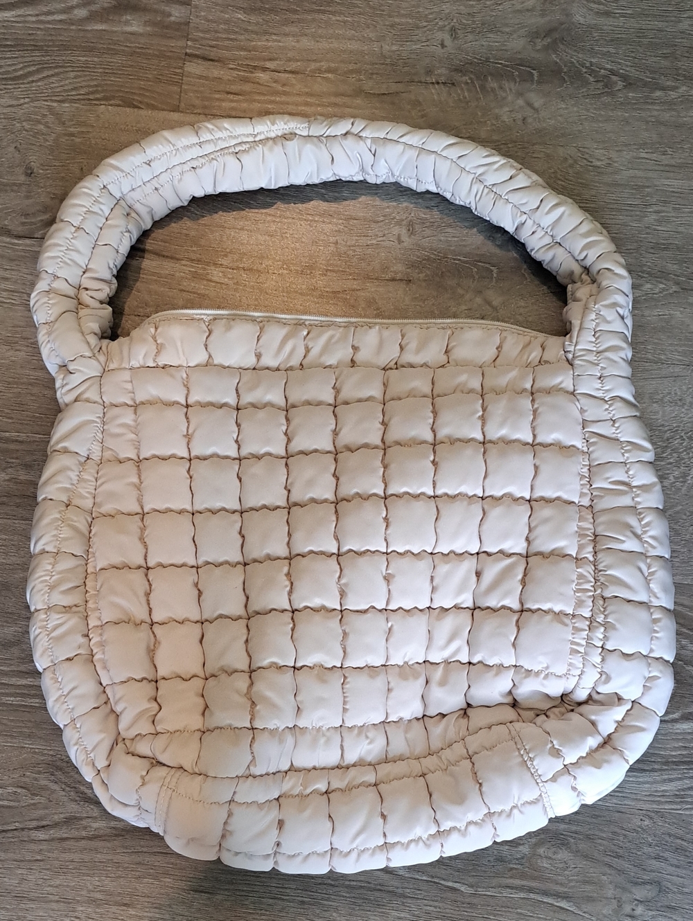 Quilted Padded Tote Bag — Cream
